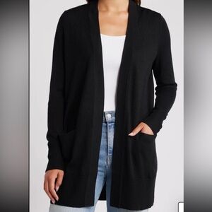 Pink Republic Open Front Cardigan Sweater Black Lace Up Side M